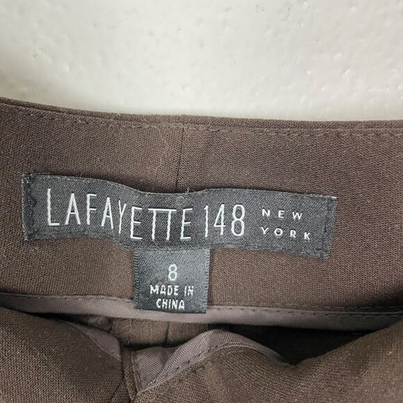 Lafayette 148‎ Women's 8 Tapered Leg High Rise Chocolate Brown Wool Trousers - Picture 4 of 10